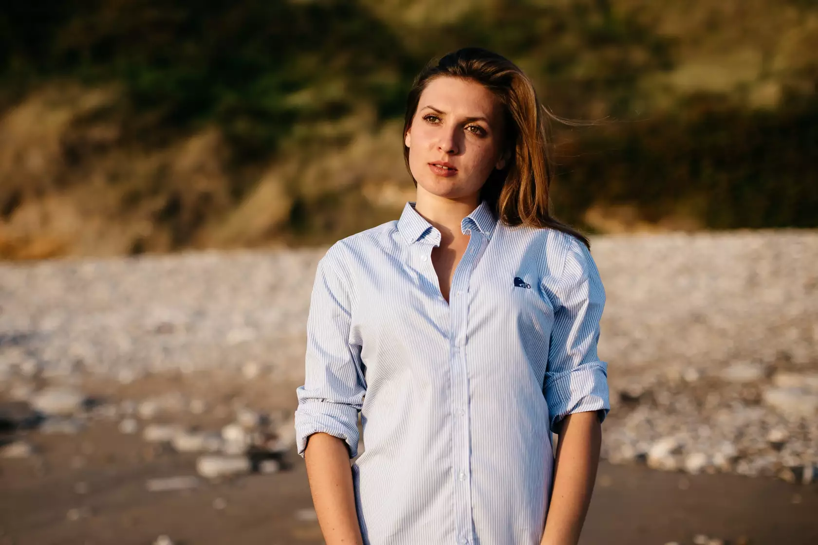 Chemise Oxford Rayée Bleue Unisexe