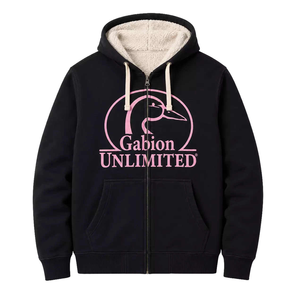 Sweat Zippé Sherpa Noir & Rose Femme