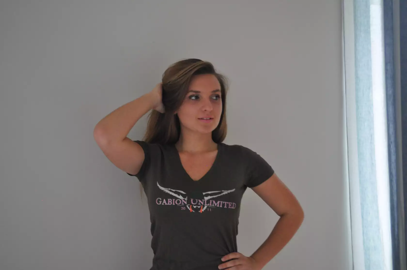 T-Shirt Col V Kaki Arkansas Femme